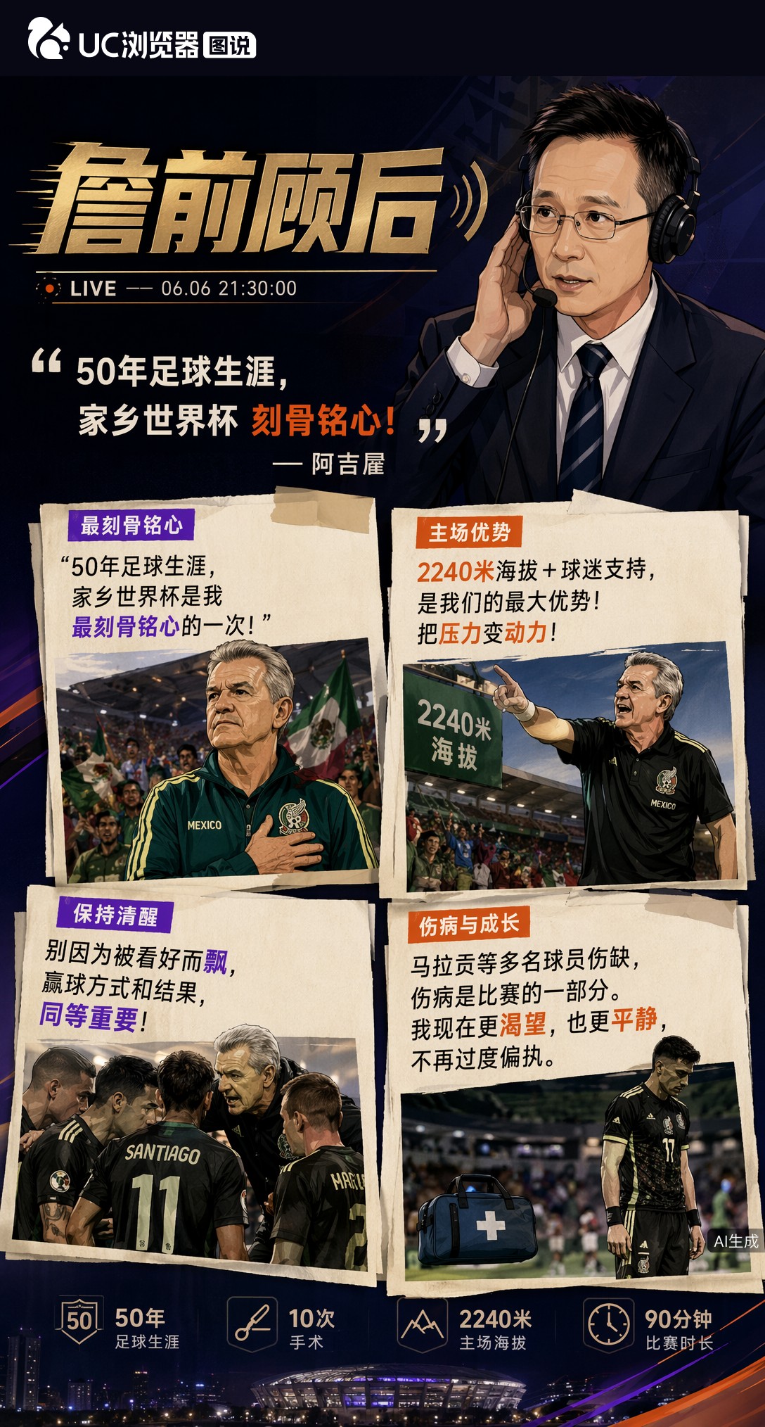 50年足球生涯最刻骨铭心！阿吉雷：主场墨西哥不容有失