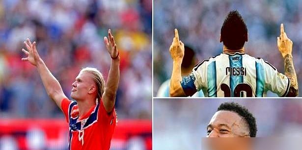 2026年世界杯，金靴奖成了三个男人的战场。

姆巴佩，7球。
哈兰德，7球