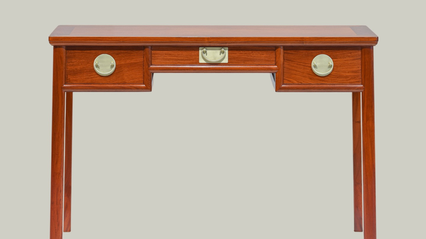 小书房，实用款，缅甸花梨三屉书桌