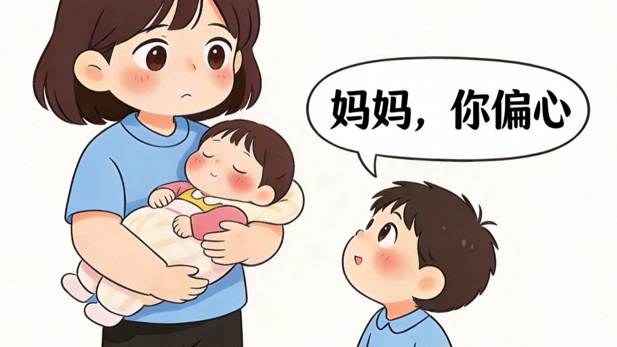 4岁半儿子说“妈妈偏心”，我蹲下说“谢谢你”，他哭了