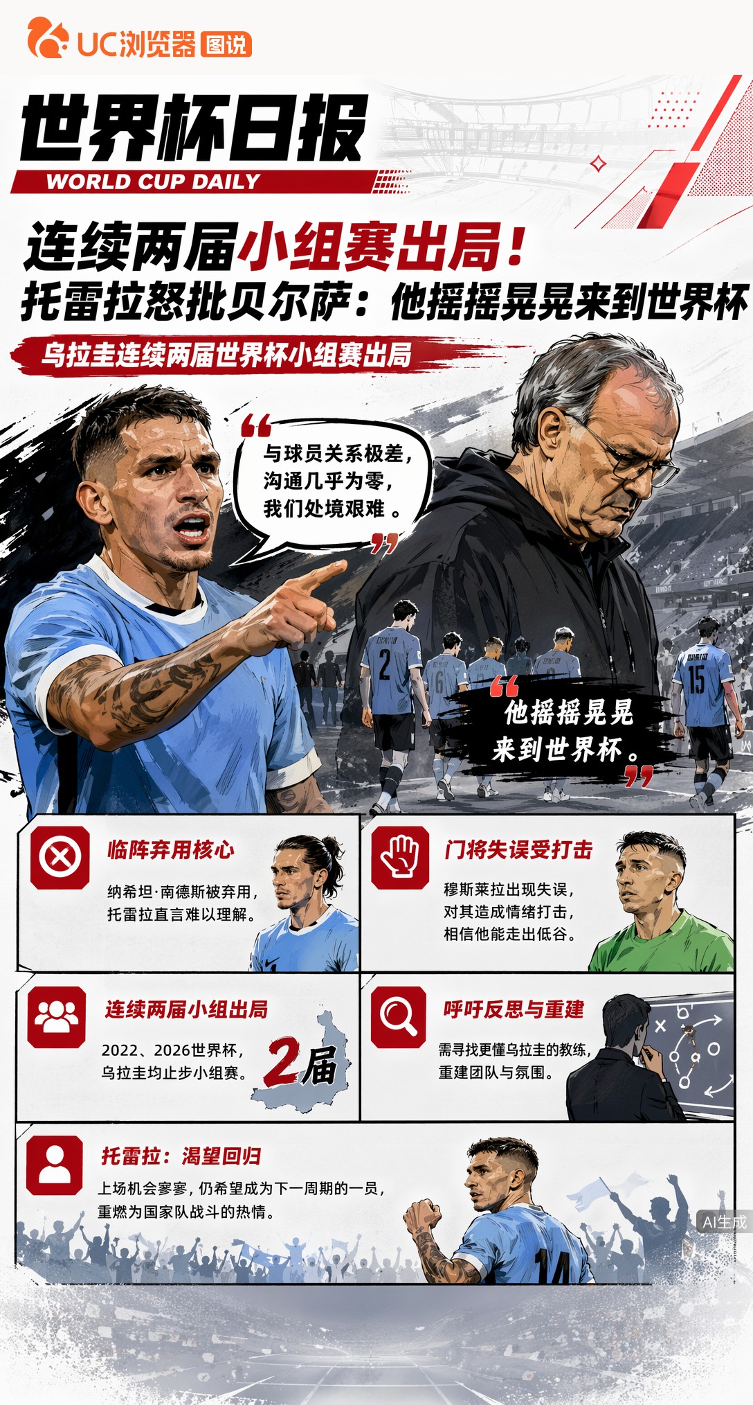 连续两届小组赛出局！托雷拉怒批贝尔萨：他摇摇晃晃来到世界杯