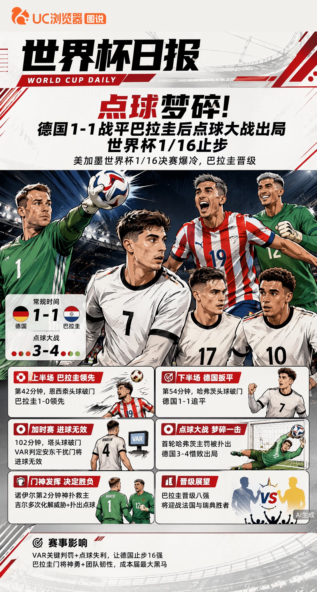 点球梦碎！德国1-1战平巴拉圭后点球大战出局，世界杯1/16止步