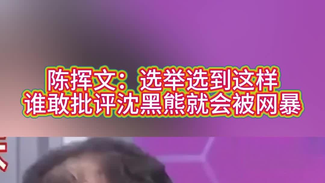 陈挥文：选举选到这样，谁敢批评沈黑熊就会被网暴