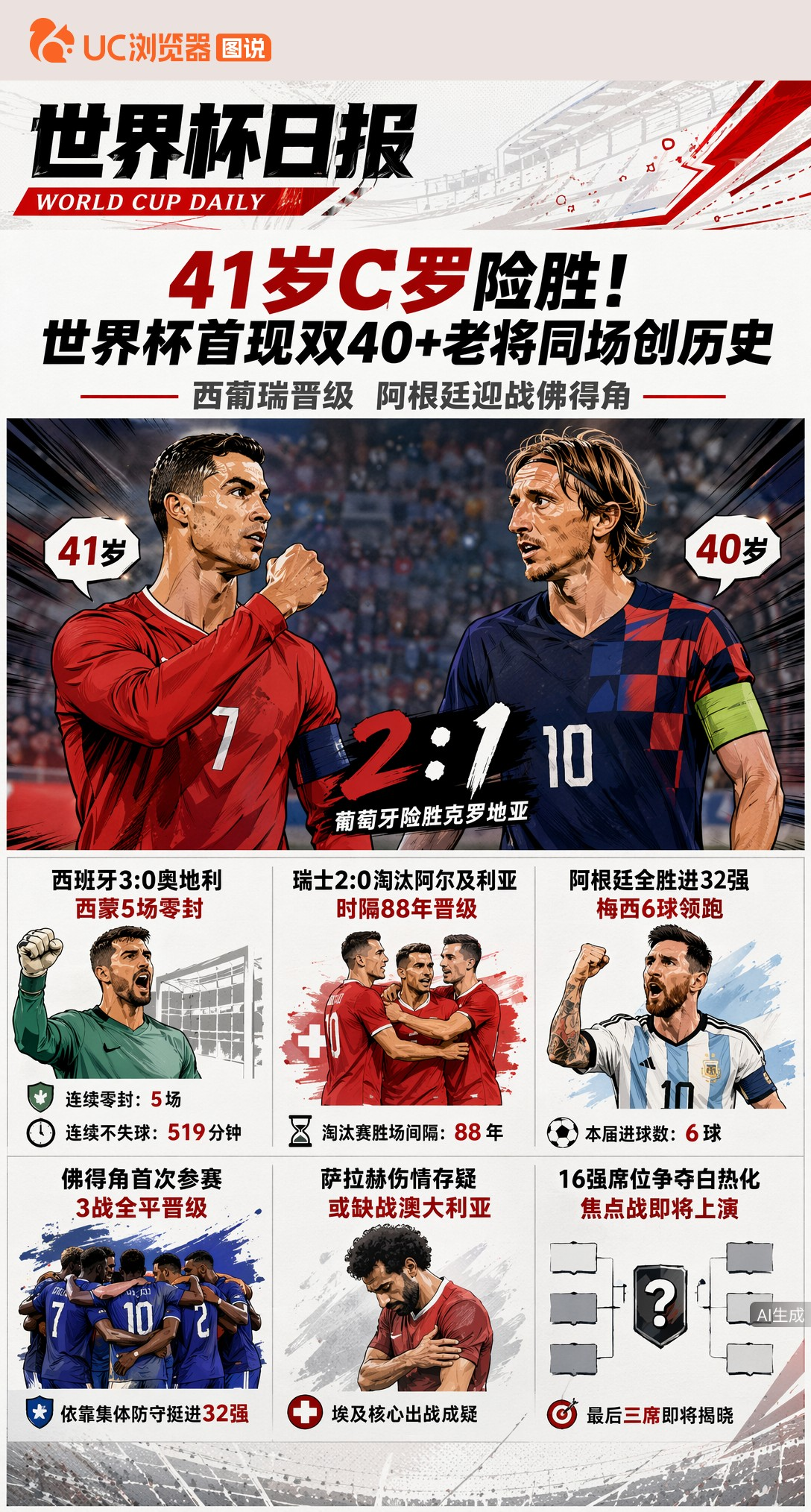 41岁C罗险胜！世界杯首现双40+老将同场创历史
