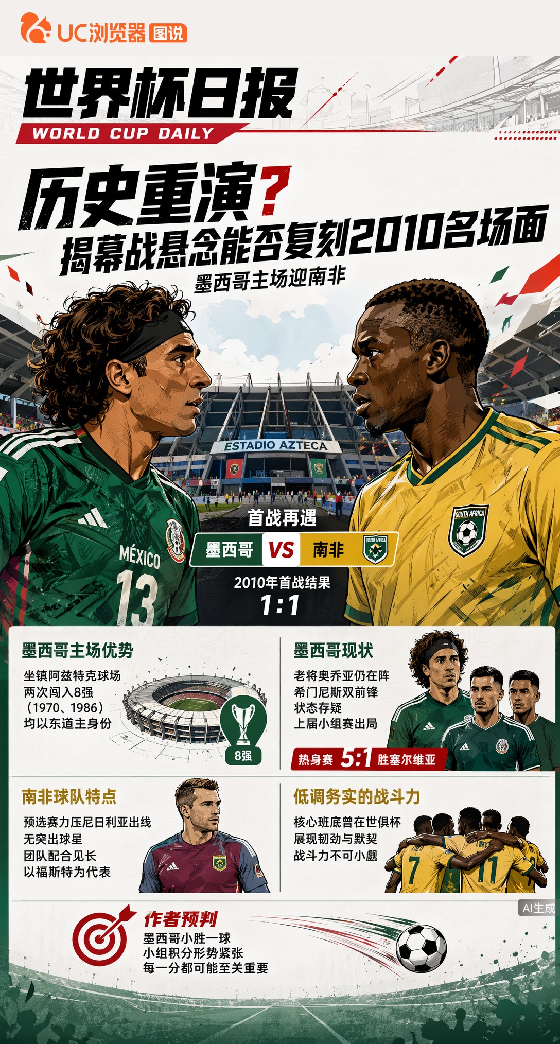 历史重演？墨西哥主场迎南非，揭幕战悬念能否复刻2010名场面