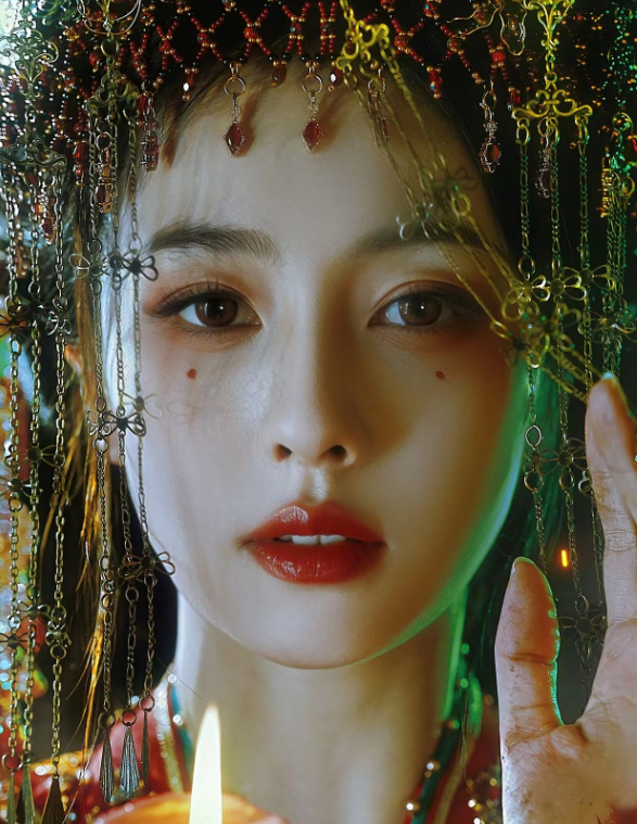 白鹿这鬼新娘古装扮相
造型的神秘感出来了
就是怎么看怎么鬼气森森的