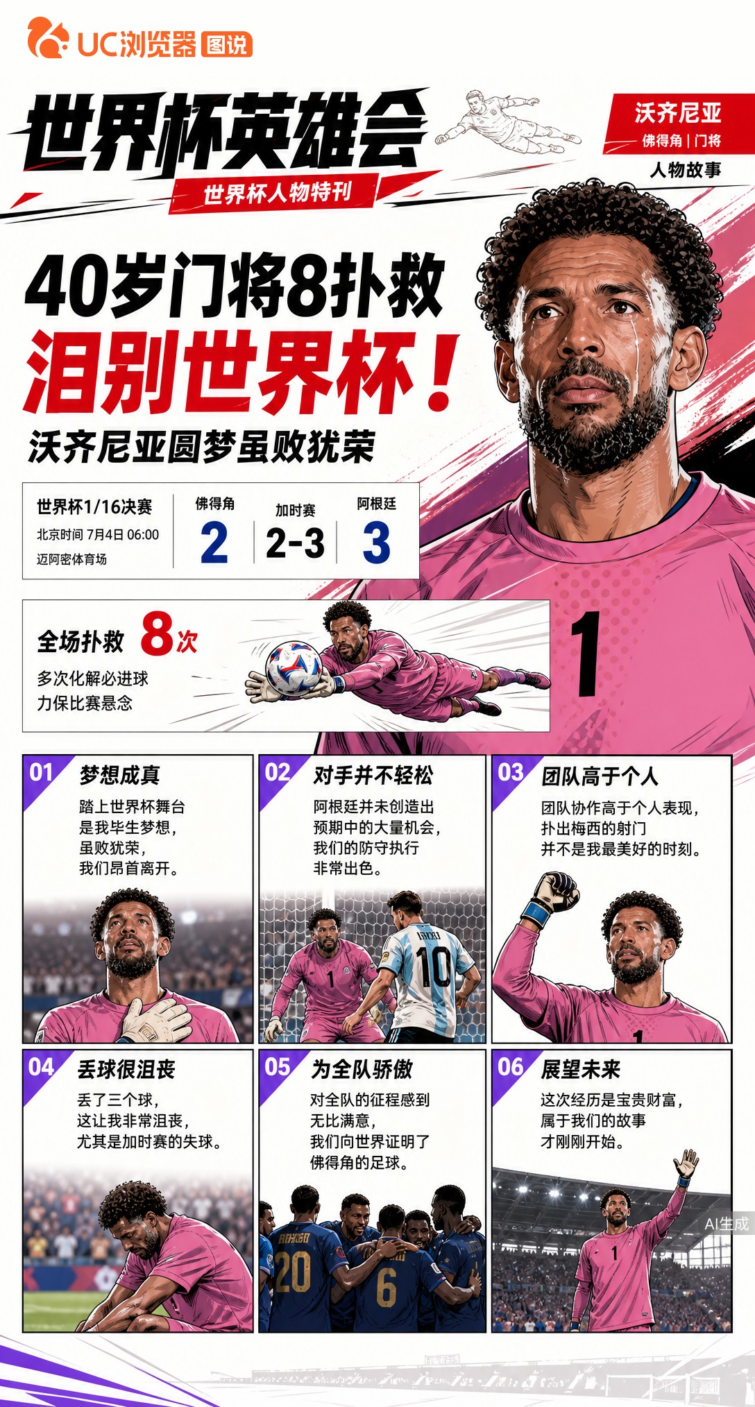 40岁门将8扑救泪别世界杯！沃齐尼亚圆梦虽败犹荣