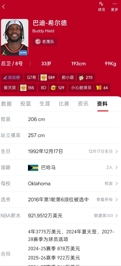 预测一笔交易 老鹰送出射手巴迪希尔德 加两个次轮 火箭送出交易特例 