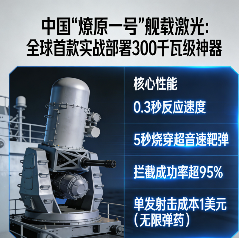 中国激光武器已进入实战化、体系化、大功率阶段，海陆空多平台部署，反无人机/反导能力突出，成本优势显著