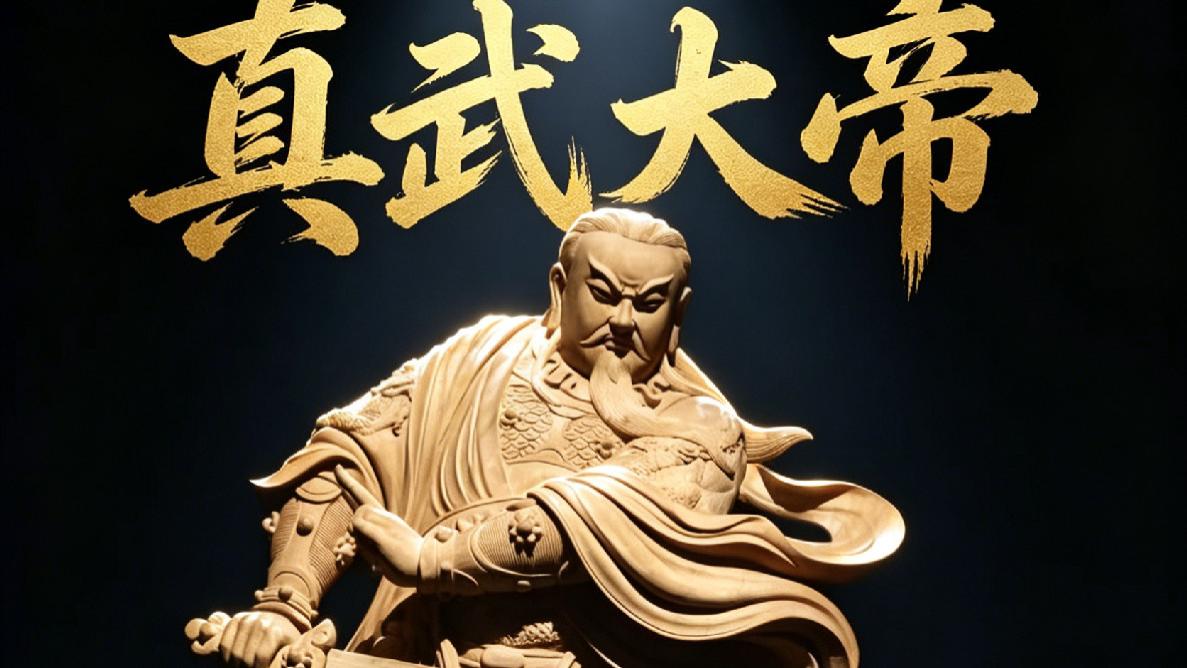 玄天镇煞，香樟木雕，真武大帝