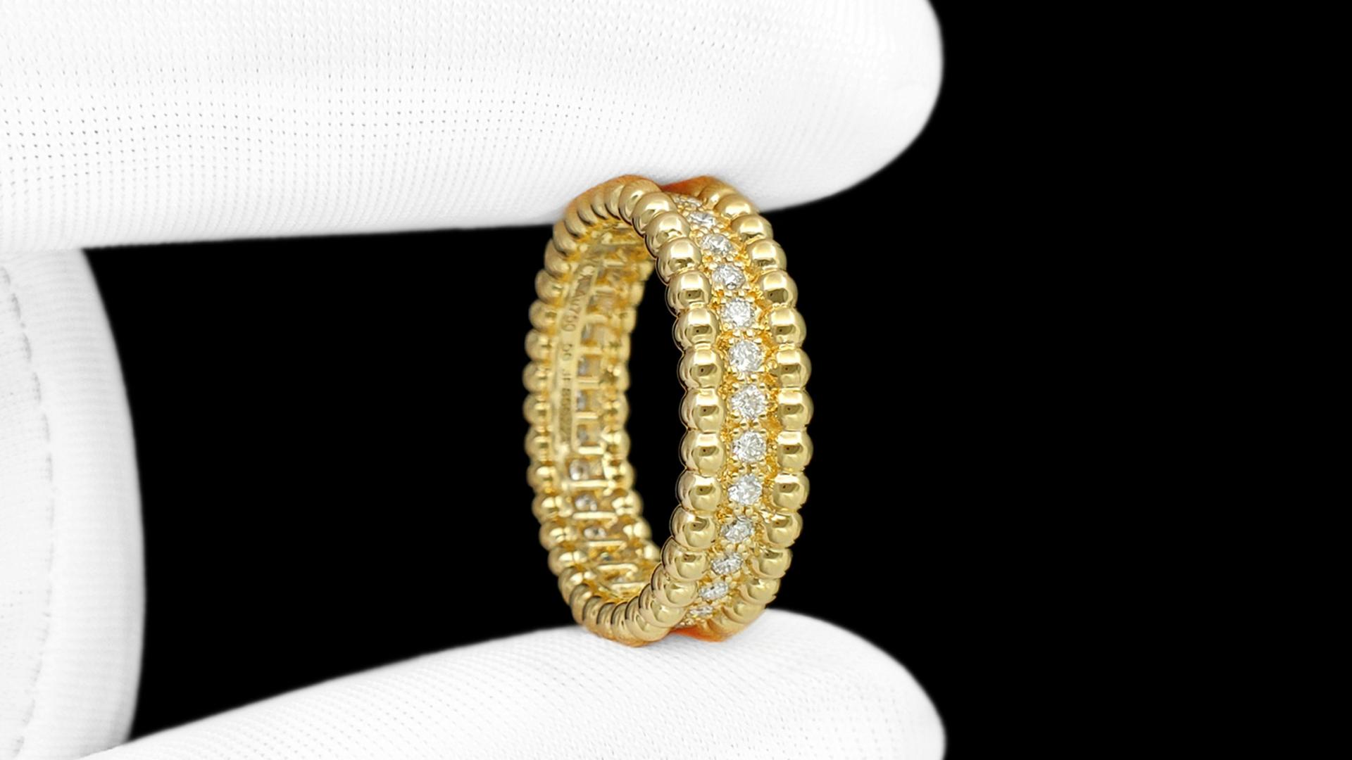 梵克雅宝Perlée单排镶钻戒指丨一粒粒金珠 一颗颗美钻 谱写一曲浪漫圆舞