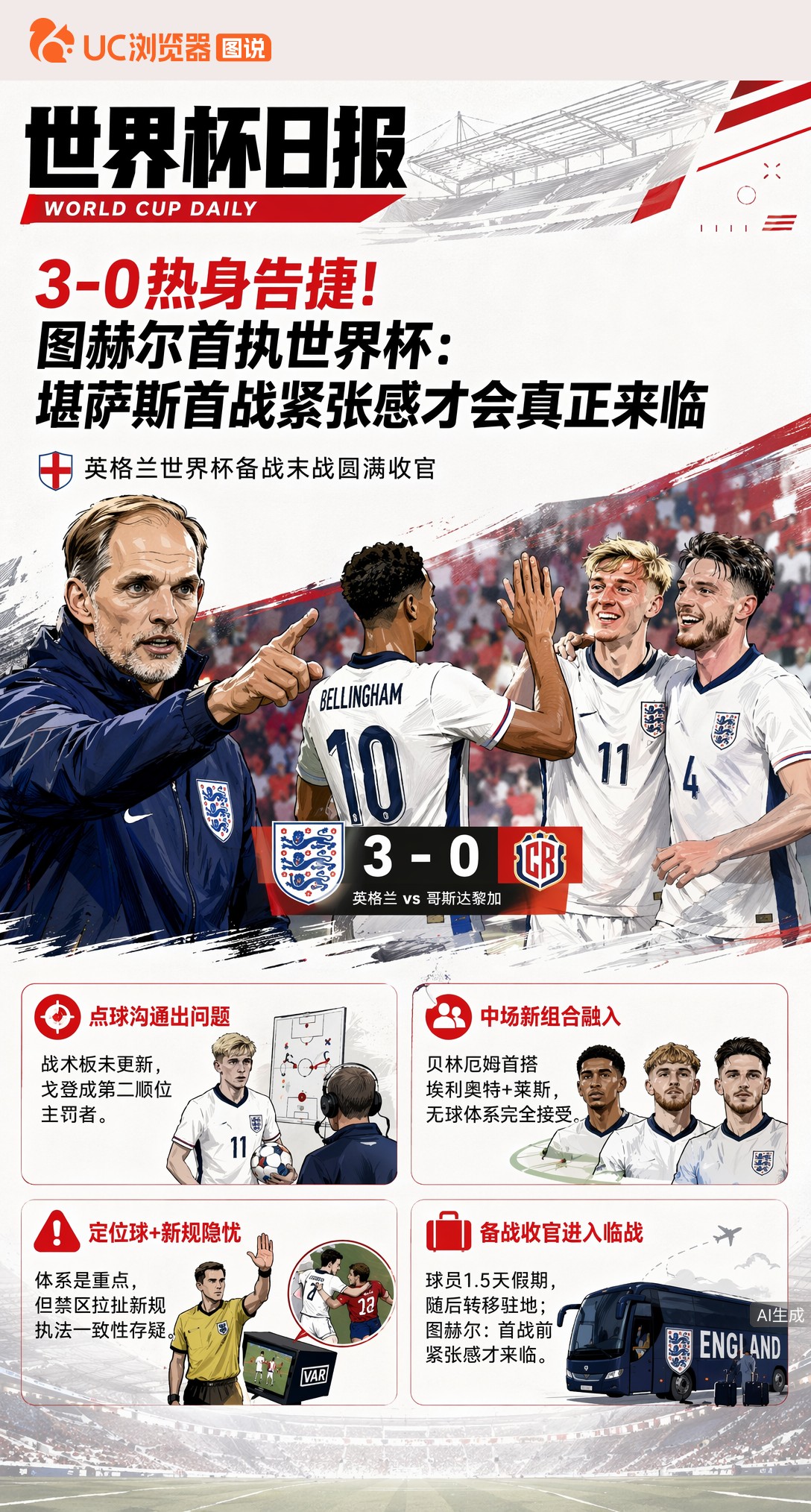 3-0热身告捷！图赫尔首执世界杯：堪萨斯首战紧张感才会真正来临