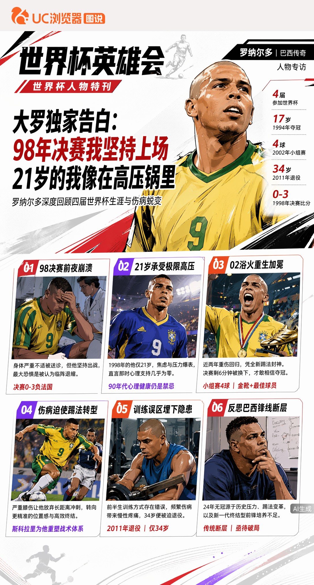 大罗独家告白：98年决赛我坚持上场，21岁的我像在高压锅里