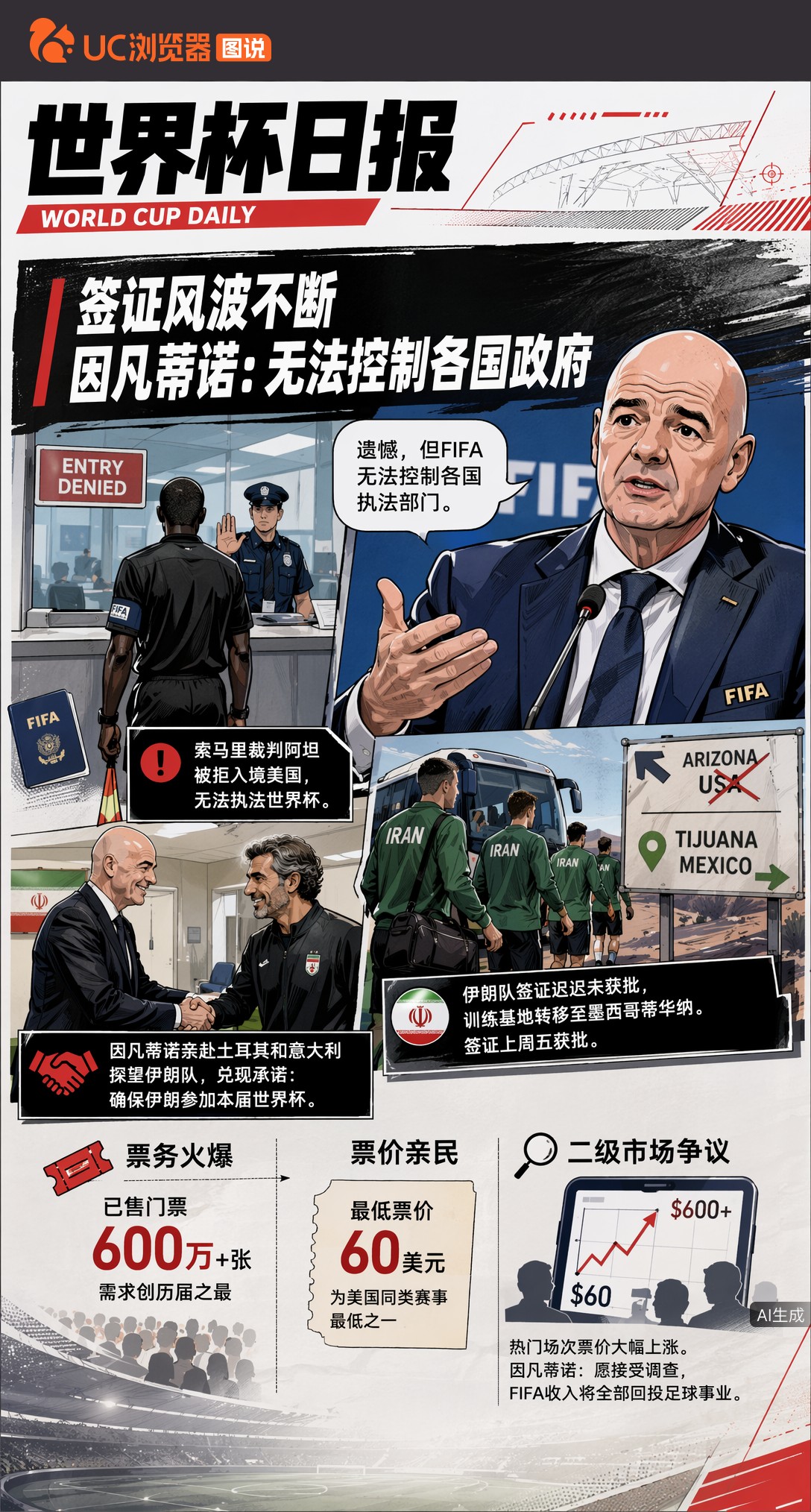 索马里裁判被拒入境、伊朗险些缺席——因凡蒂诺认了：无法控制各国政府