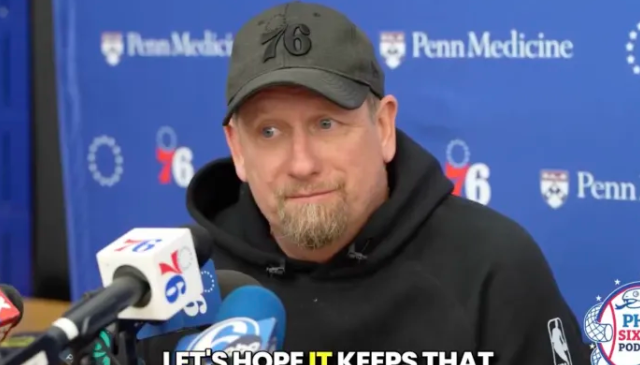 NBA季后赛，76人主帅纳斯-接受了记者采访，谈到了今日参与部分训练的乔尔・恩比