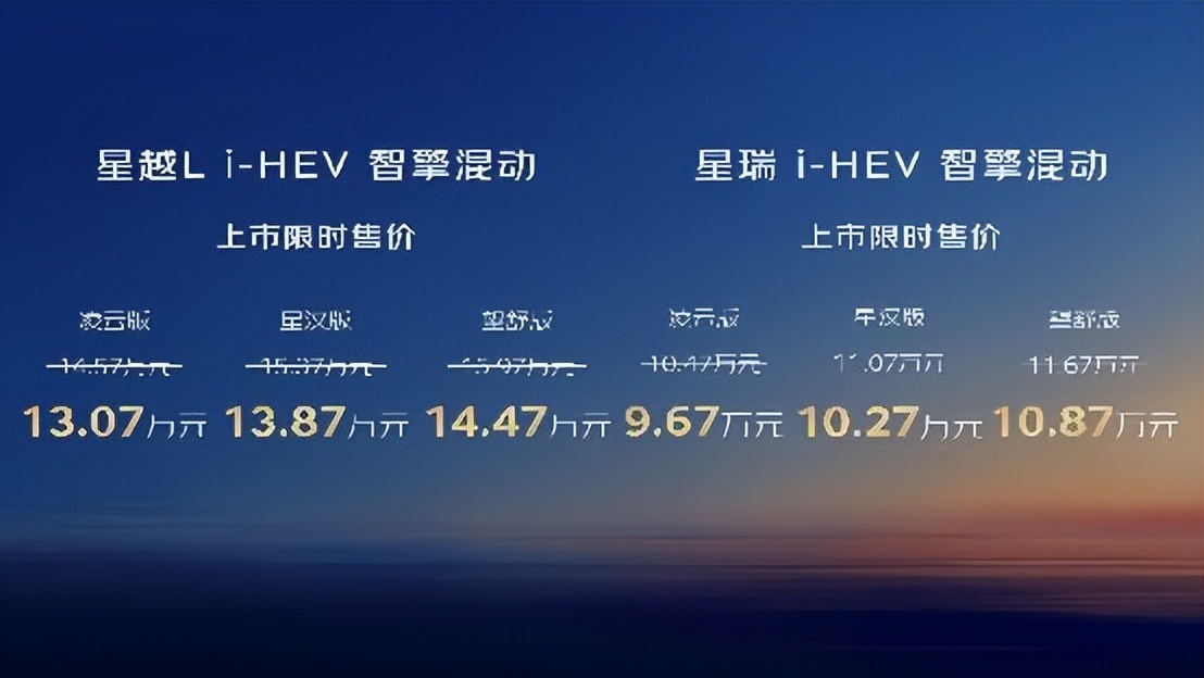 吉利中国星i-HEV智擎混动上市限时售价9.67万元起