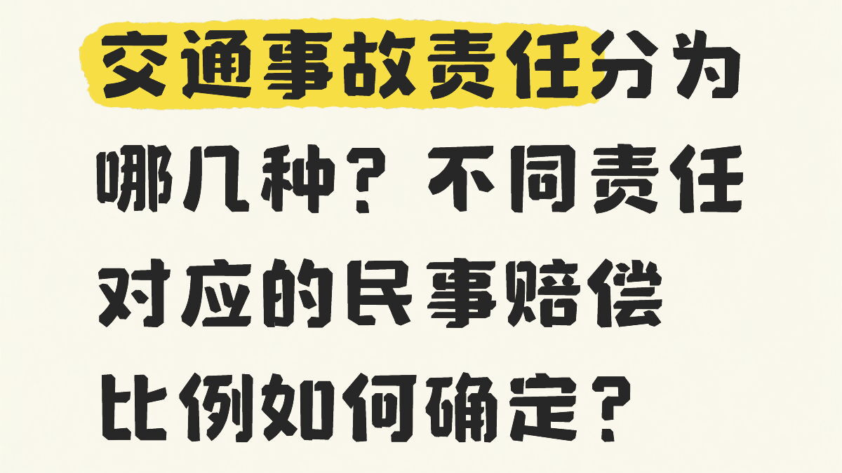 交通事故责任分为哪几种？不同责任对应的民事赔偿比例如何确定？