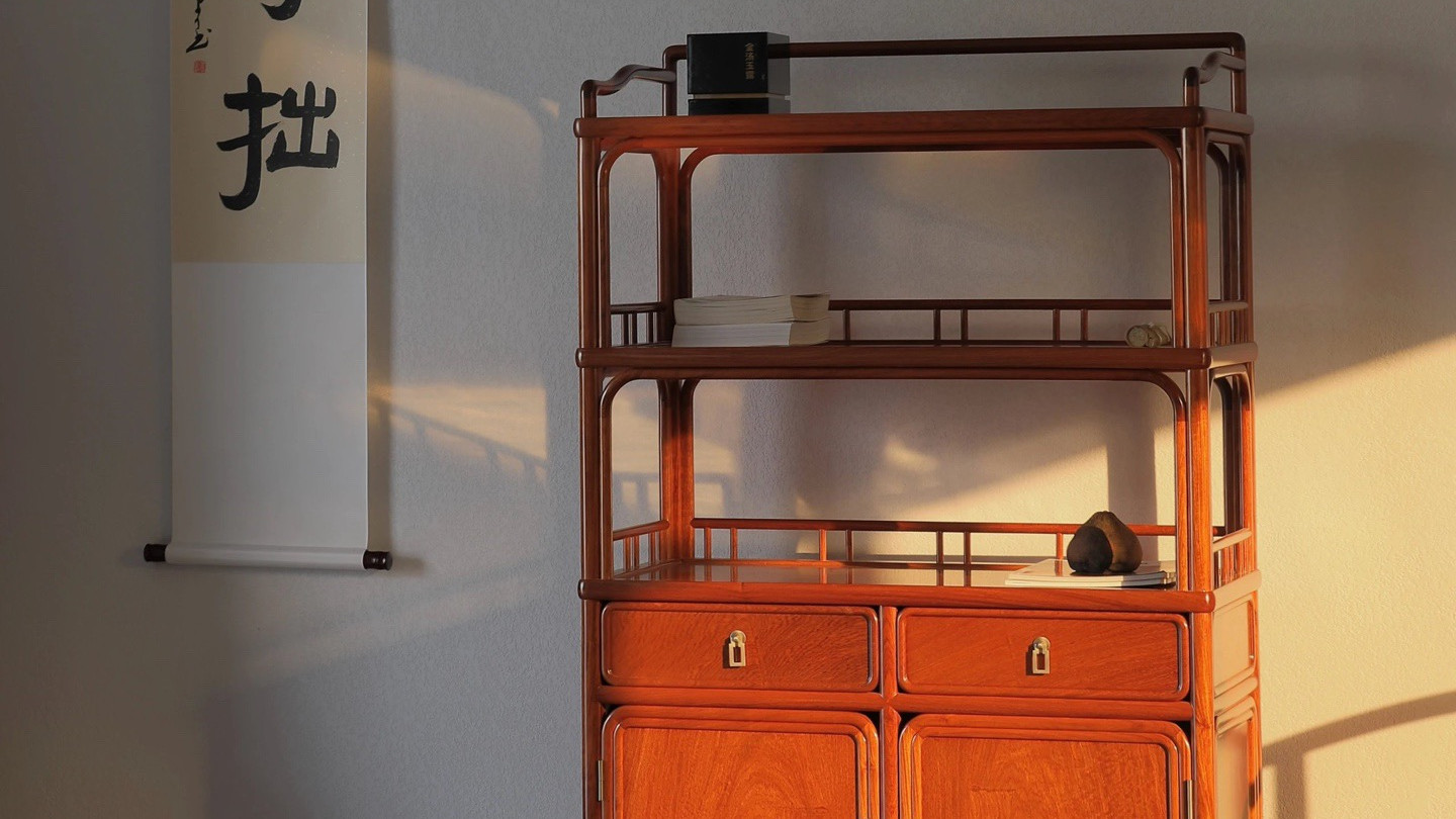 竹韵藏心，缅甸花梨木，仿竹文竹柜