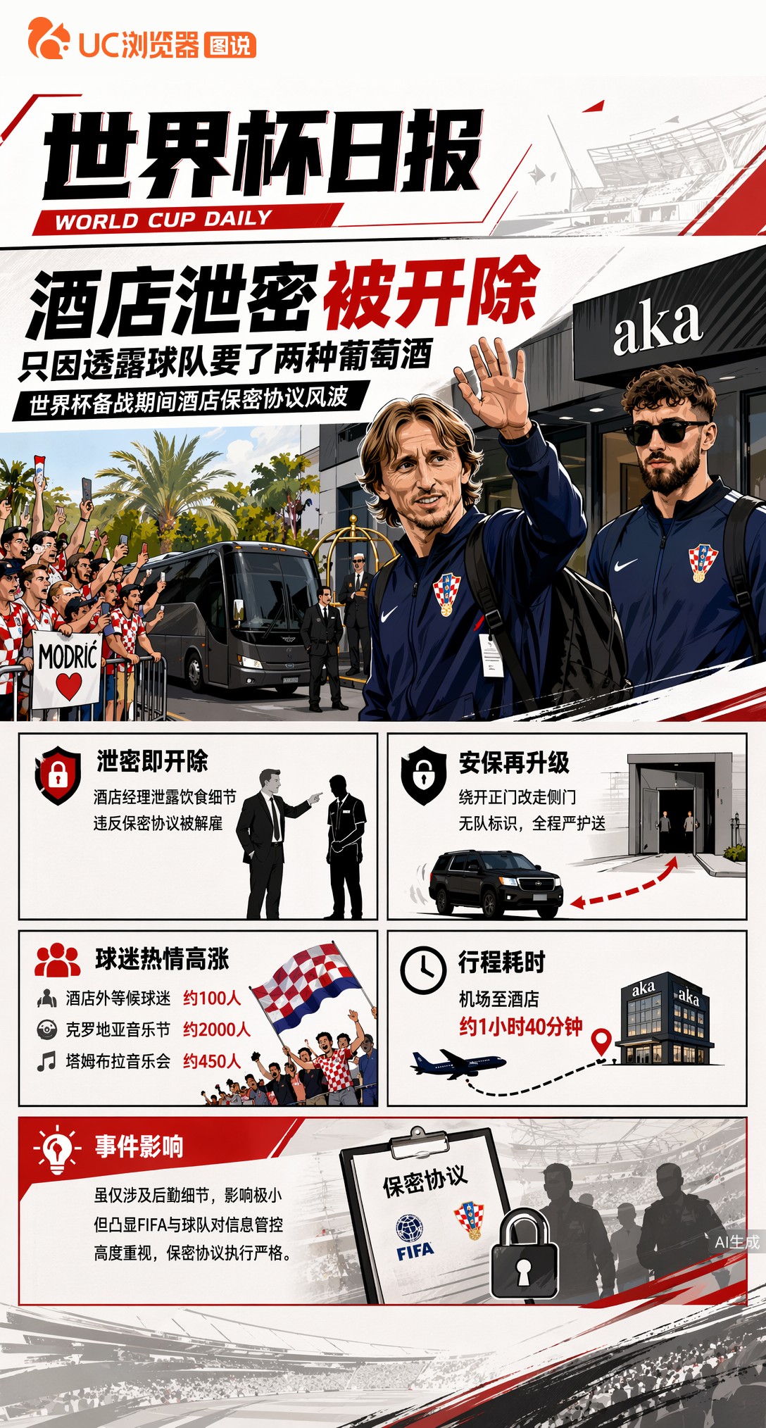 曝克罗地亚驻地酒店员工泄密被立即开除，只因透露球队要了两种葡萄酒