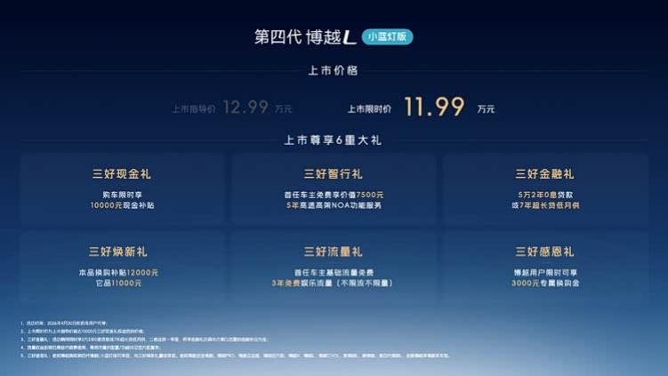 连续8月销冠再添进阶王牌，第四代博越L小蓝灯版上市限时价11.99万元