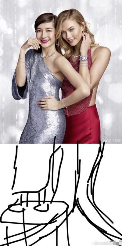 江疏影太拼了! 同框185超模脚下踩板凳, 网友: 太高真的不好看!