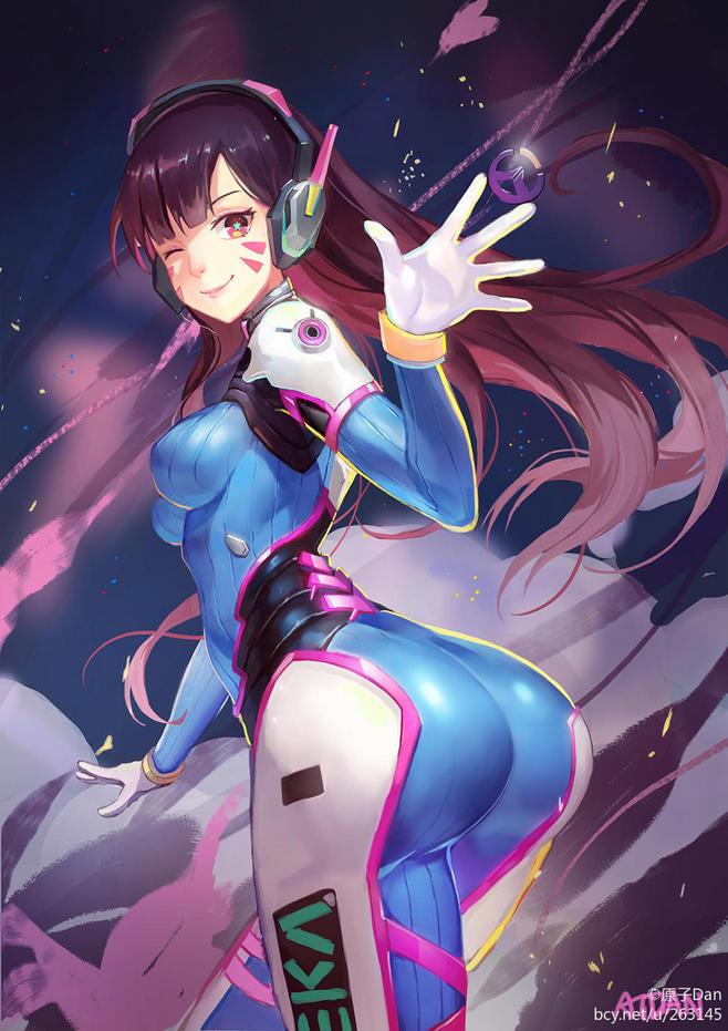 《守望先锋》d.va同人插画欣赏, 性感与可爱并存的机甲少女