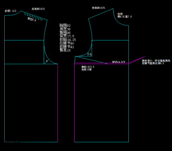 无胸省女装原型变化-服装打版