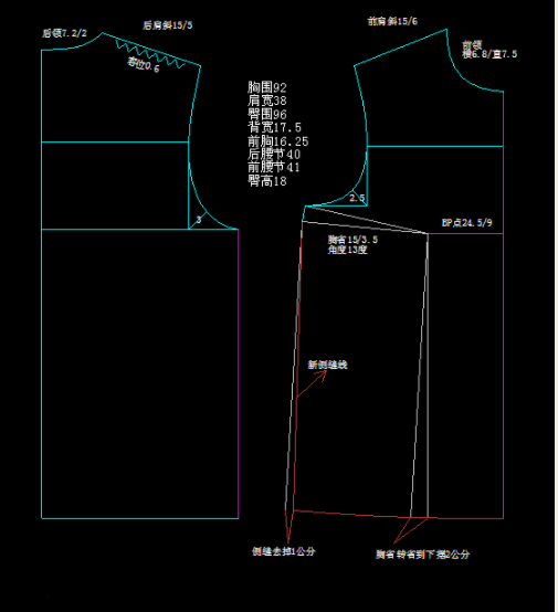 无胸省女装原型变化-服装打版