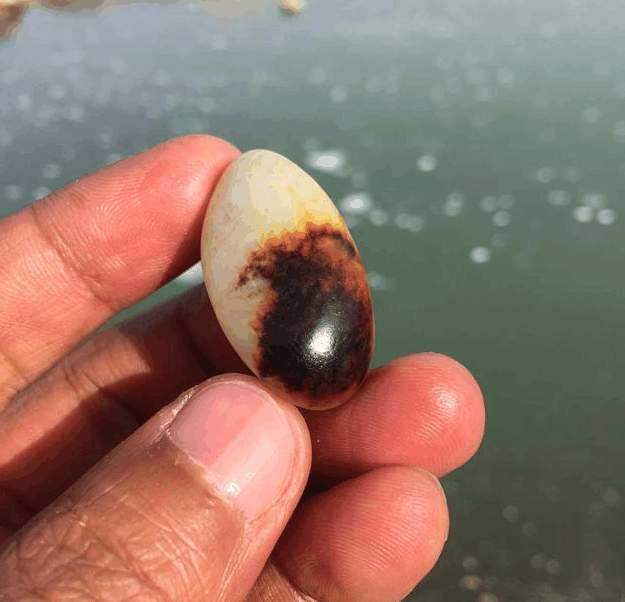 这个地方是长久缺水的老河滩, 皮色却是和田玉中的佼佼者