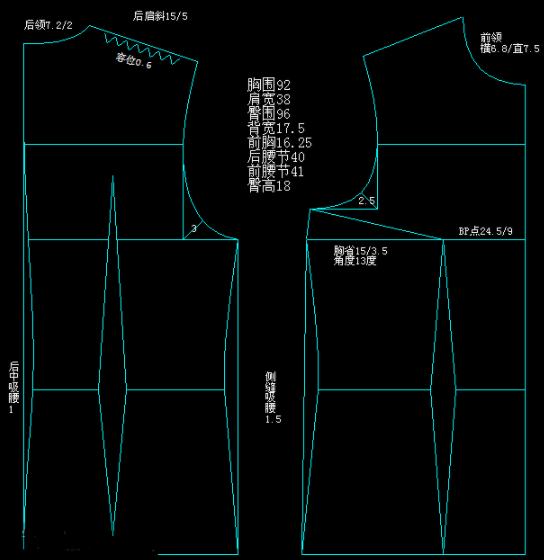 无胸省女装原型变化-服装打版