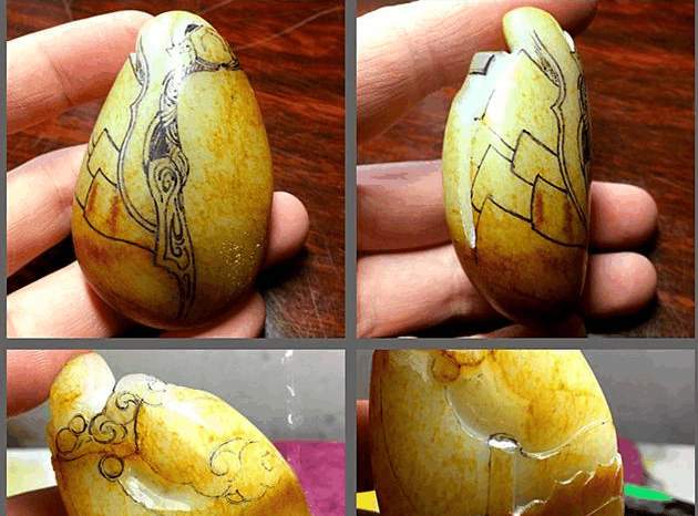 顶部竖裂, 侧面横切裂, 背面网状裂, 这块和田白玉独籽还有救吗?