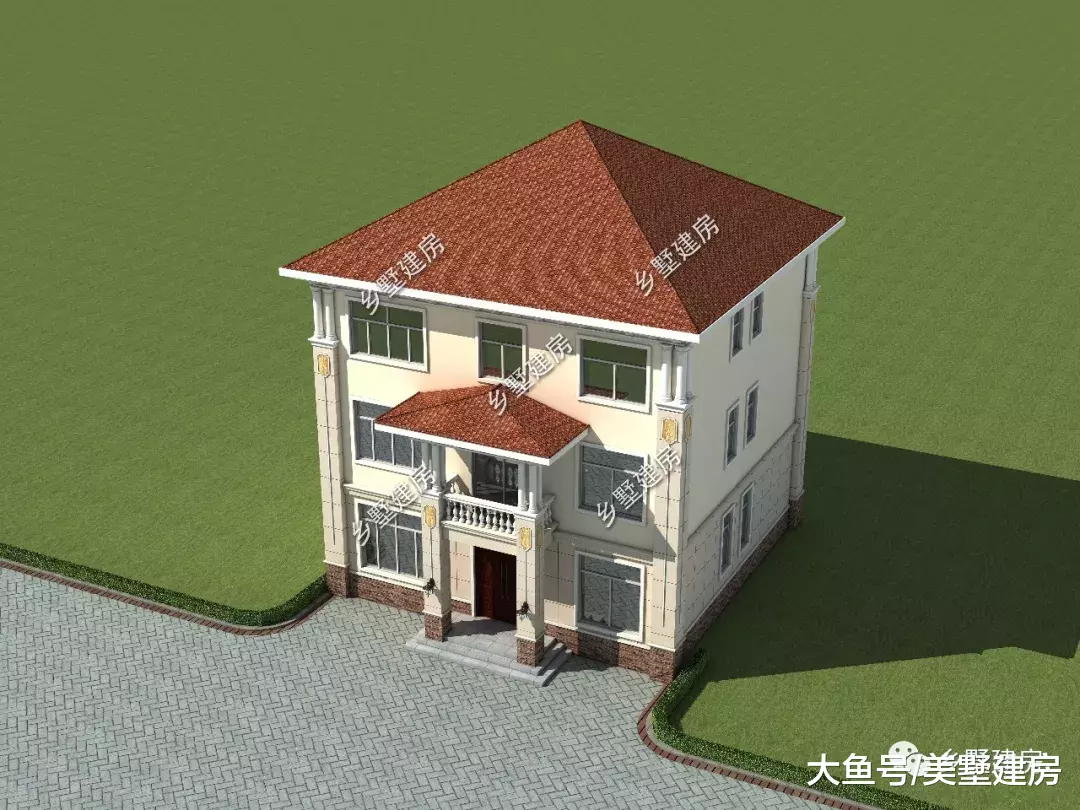 11.76X11.76米三层欧式别墅，保留土灶设计，生活美滋滋！