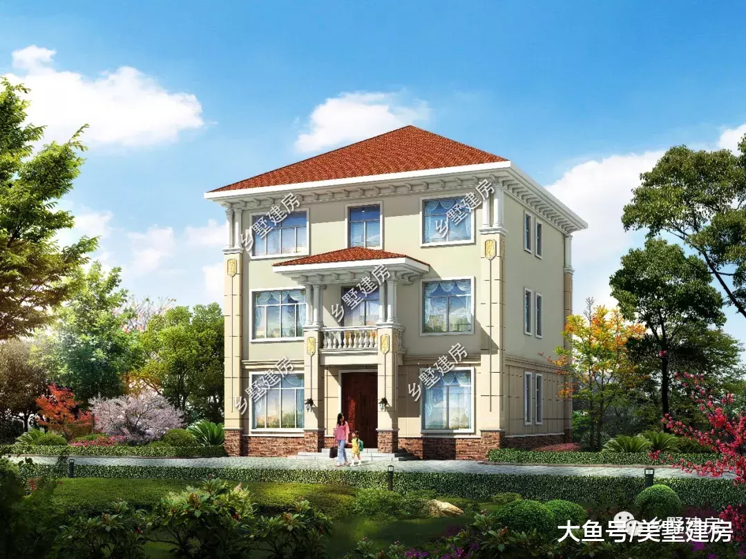 11.76X11.76米三层欧式别墅，保留土灶设计，生活美滋滋！