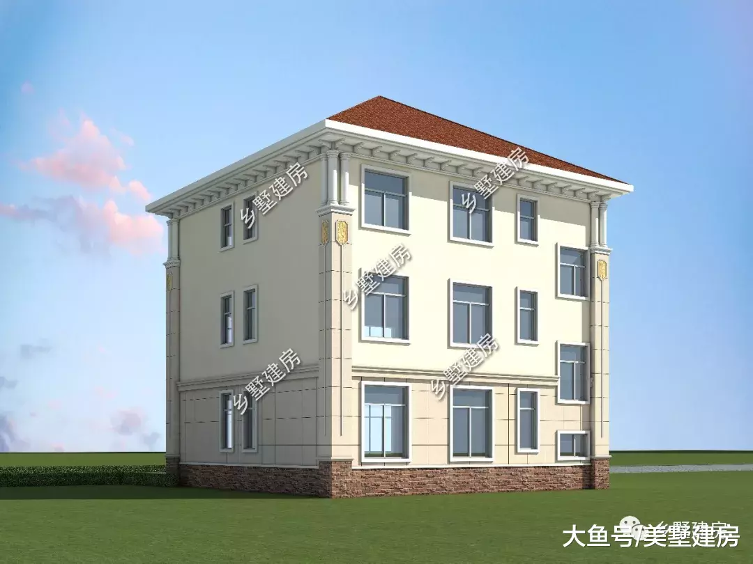 11.76X11.76米三层欧式别墅，保留土灶设计，生活美滋滋！