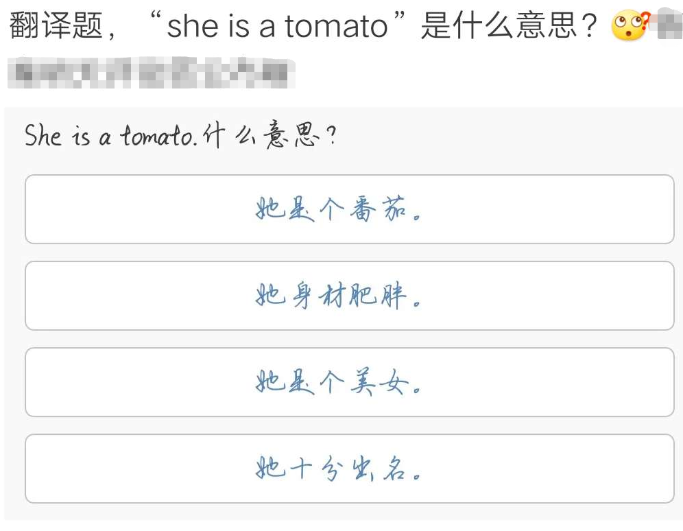 翻译|翻译题：“she is a tomato”是什么意思？