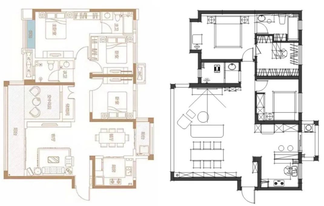 |107㎡三室双厨三厅，2.4米超大餐桌，一整面收纳柜，兼具美观与实用！
