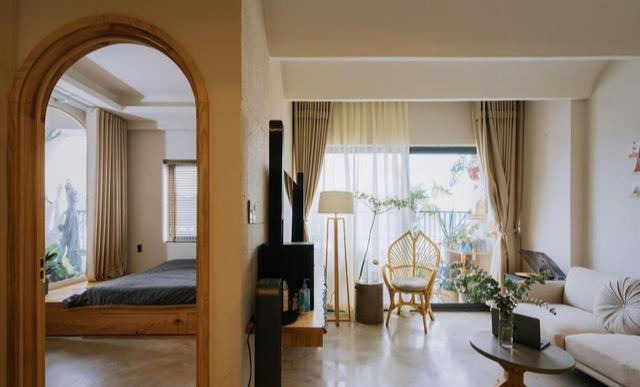 64㎡公寓，拱形吊顶，餐厅打造阅读区，独居也能如此有仪式感