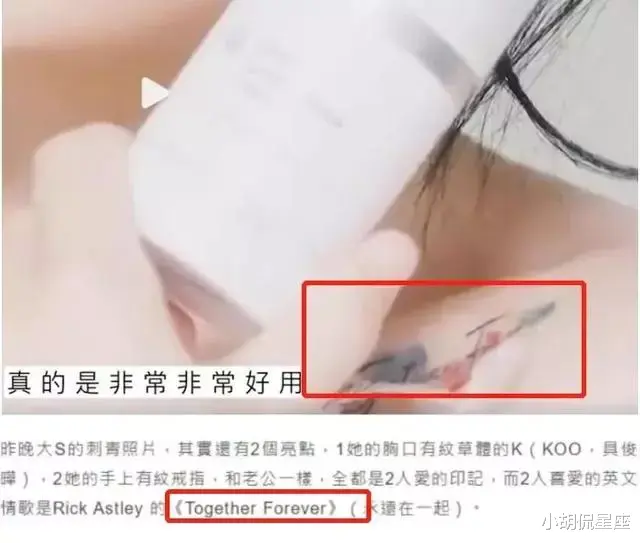 写真|大S再婚后首复工!身上满是纹身好掉价,一条广告捞钱400万台币