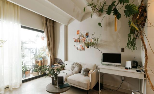 64㎡公寓，拱形吊顶，餐厅打造阅读区，独居也能如此有仪式感