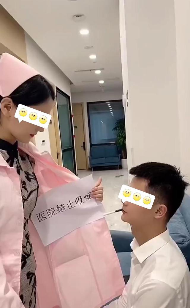 男子去医院看望朋友,竟当众拿出香烟来抽,没想到被女护士拿捏了