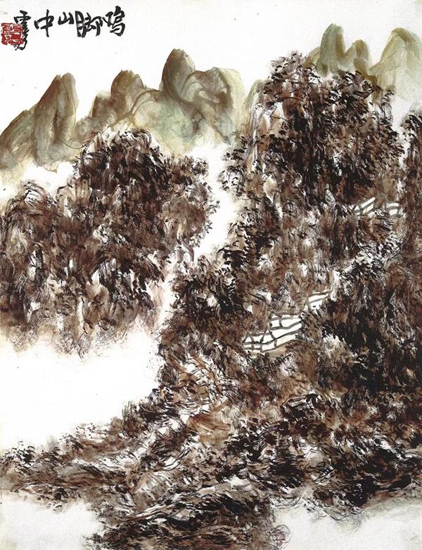 山水画《鸡脚山中》行笔奔放、化静为动,追山而走