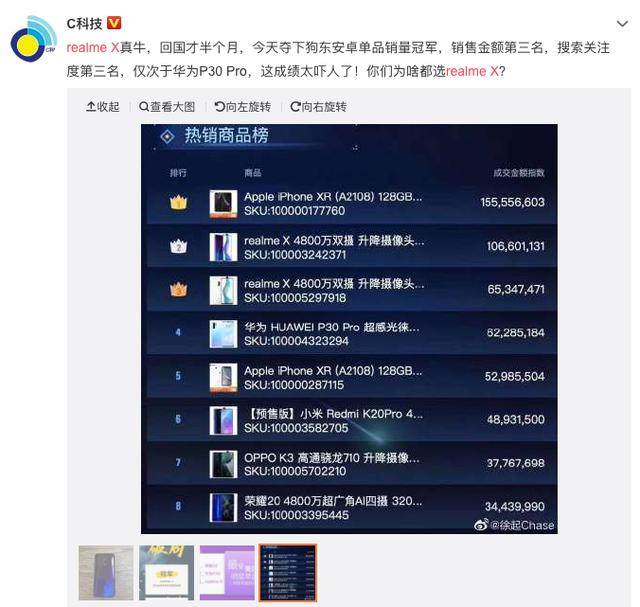 看消费者和大V如何评价realme X，618首战大捷不足为奇