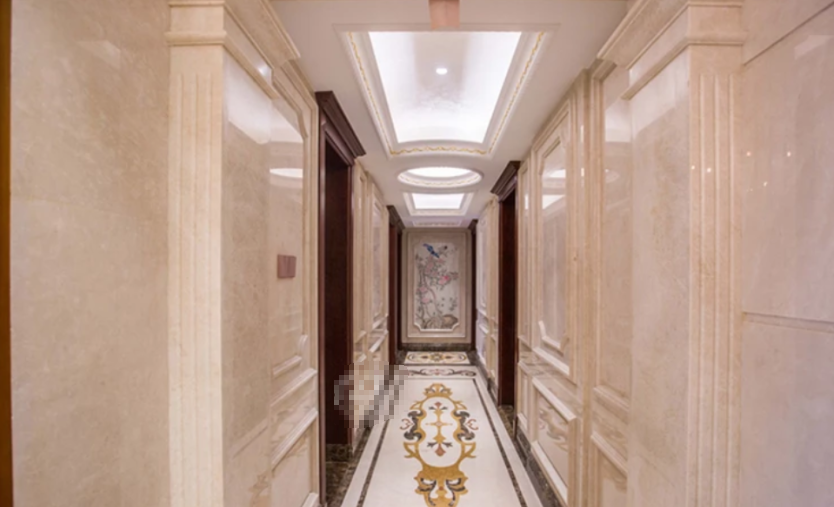 220㎡豪宅，全屋貼“大理石”，一進客廳就被迷住了！太漂亮了！