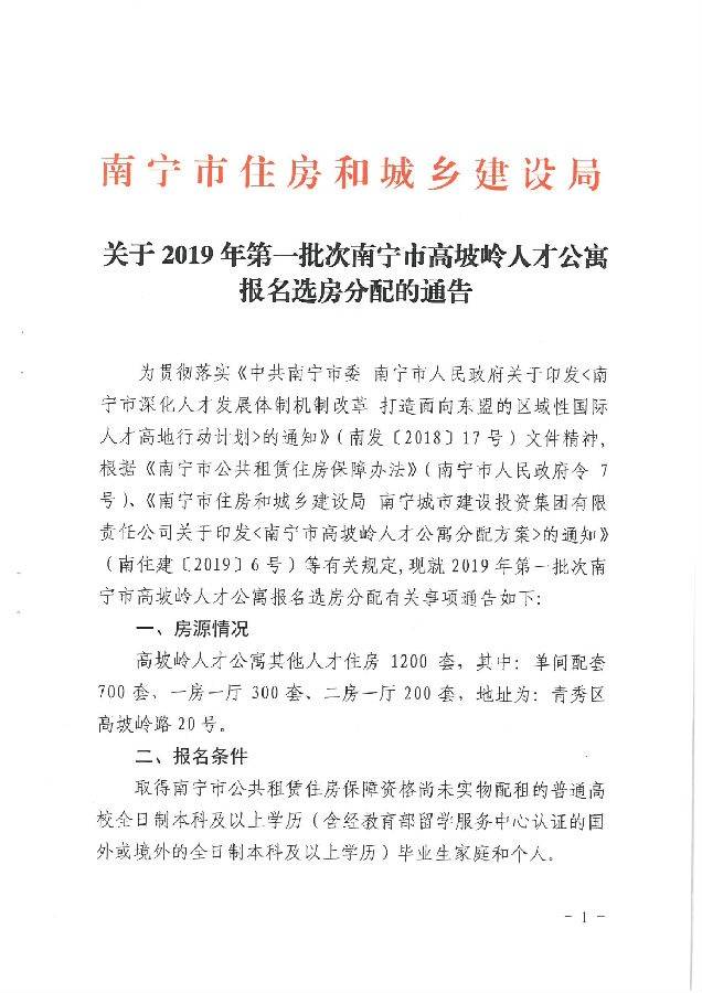 毕业生福利来了 南宁1200套人才公寓选房开始