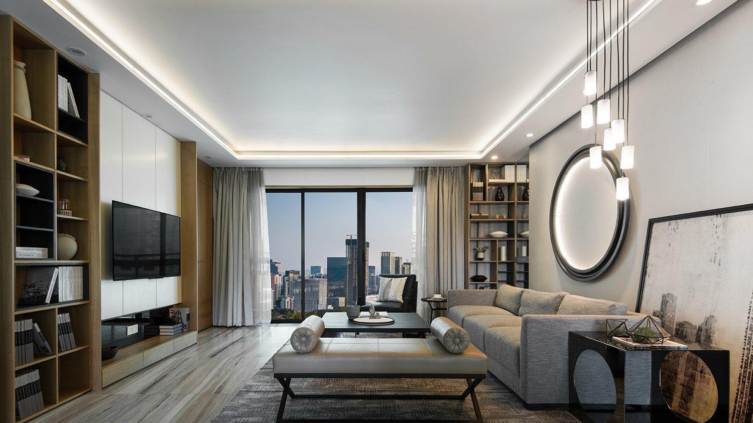 112㎡现代风白色吊顶禅意十足，一个房间直接做衣帽间设计太棒了