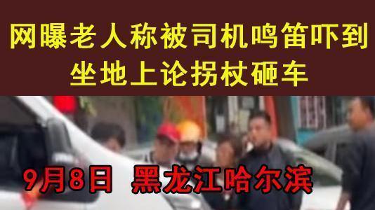 老人称被司机鸣笛吓到，坐地上抡拐杖砸车：我告诉你，我支架了