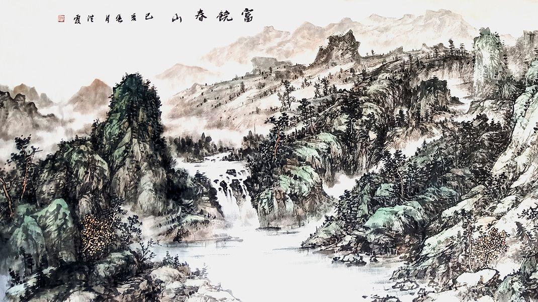 电工|办公环境改善 赵洪霞山水画欣赏 办公室高雅挂画之选