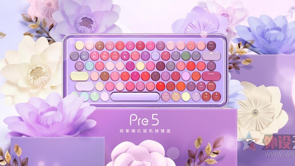 高定|冰粼紫高定，雷柏ralemo Pre 5多模无线机械键盘姹紫嫣红版上市