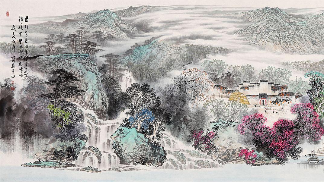 山水画|老板办公室挂什么好？诸明水墨山水画