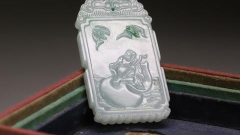 翡翠|老坑翡翠A货“八仙铁拐李”子冈牌